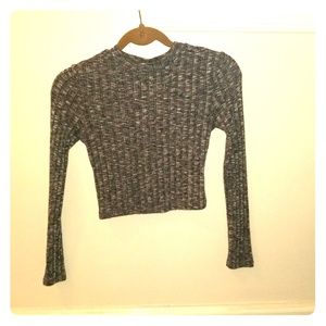 Turtleneck black and grey crop top
